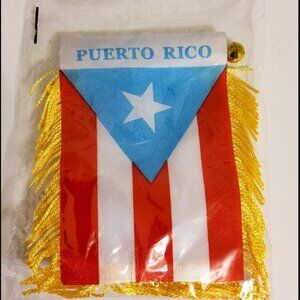 Mini Flag Banner Rear View Mirror Puerto Rico Flag Fringed Window Hanging